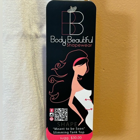 BODY BEAUTIFUL White Shaping Seamless Tank Top With Lace Trim Size M/L NWTS - Picture 4 of 7